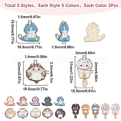 30Pcs 15 Styles Alloy Enamel Pendants&nbsp;ENAM-SC0005-45
