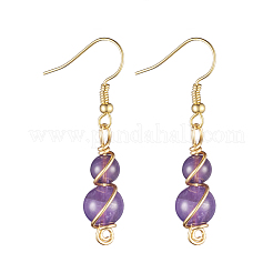 Natural Amethyst Pendant Necklace & Dangle Earrings Jewelry Sets&nbsp;SJEW-JS01060-03