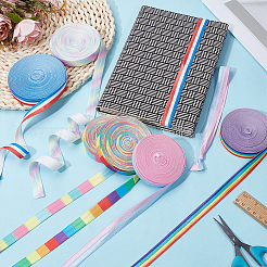 6Pcs 6 Colors Flat Striped Printed Elastic Bands&nbsp;OCOR-BC0009-22