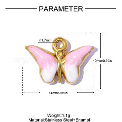 304 Stainless Steel with Pink Enamel Charms&nbsp;SA-OY001-26G