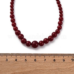 Natural Rhodochrosite & Shell Pearl Round Graduated Beaded Necklaces&nbsp;NJEW-U026-25G