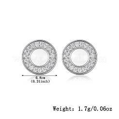 Sterling Silver Geometric White Resin Zircon Earrings Classic Minimalist Elegant Jewelry&nbsp;OO3203-1