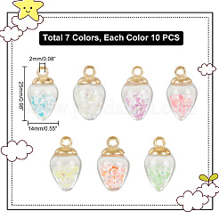 70Pcs 7 Colors Luminous Glass Teardrop Pendant&nbsp;GLAA-PH0002-75