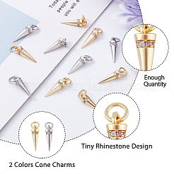 20Pcs 2 Colors Rack Plating Brass Micro Pave Cubic Zirconia Charms&nbsp;KK-DC0003-33