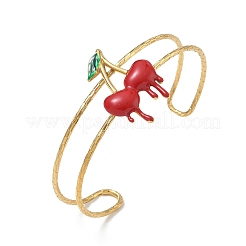 304 Stainless Steel Enamel Red Cherry Open Cuff Bangles for Women&nbsp;SA-CBA0444-02G