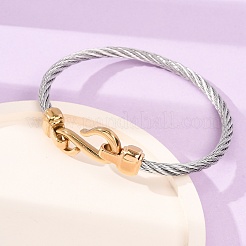 Duo Tone 304 Stainless Steel Twisted Rope Cuff Bangles with S Clasps for Women&nbsp;SA-CBA2192-02GP