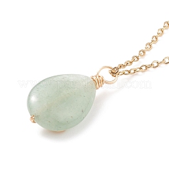 Natural Green Aventurine Teardrop Pendant Necklace&nbsp;NJEW-JN03900-02
