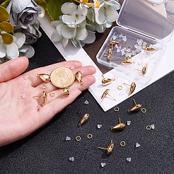 Teardrop Brass Stud Earring Findings&nbsp;KK-CN0003-40