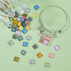 Mosaic Printed Glass Cabochons&nbsp;GGLA-DC0001-03A