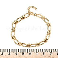Ion Plating(IP) 304 Stainless Steel Textured Oval Link Chain Bracelets for Women&nbsp;BJEW-B092-08G-01