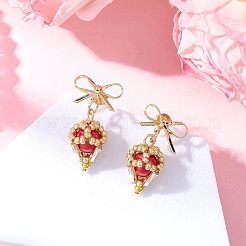 Brass Diamond Dangle Stud Earrings&nbsp;EJEW-MZ00465