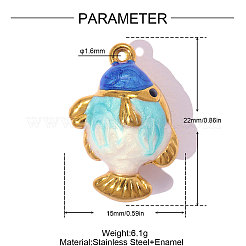 304 Stainless Steel with Blue Enamel Pendants&nbsp;SA-OY001-31G-02