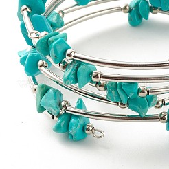 5-Loop Synthetic Turquoise(Dyed) Chip Beaded Wrap Bracelets for Women&nbsp;BJEW-JB01517-09