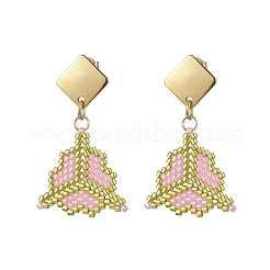 MIYUKI Delica Beads & 304 Stainless Steel Dangle Stud Earrings&nbsp;EJEW-MZ00418-03