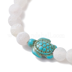 Dyed Natural Weathered Agate Round Beaded Stretch Bracelets&nbsp;BJEW-JB11074