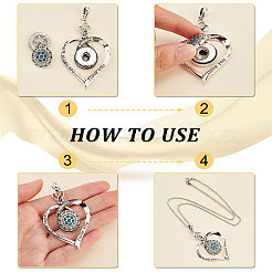 6Pcs 6 Style Heart Alloy Rhinestone Hang Snap Base Big Pendants&nbsp;ALRI-PH0001-29