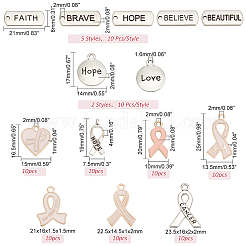 140pcs 14 style Awareness Ribbon Theme Zinc Alloy Pendants&nbsp;FIND-PH0018-24