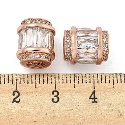 Rack Plating Brass Micro Pave Cubic Zirconia European Beads&nbsp;KK-F089-31RG-08