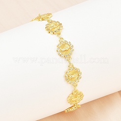 Virgin Mary Theme Brass Micro Pave Clear Cubic Zirconia Link Chain Bracelets for Women&nbsp;BJEW-A090-08B-G