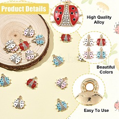 16Pcs 4 Colors Rack Plating Alloy & Rhinestone & Enamel Pendants&nbsp;ENAM-YW0009-12