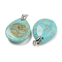Synthetic Turquoise Teardrop Pendants&nbsp;G-Q175-01F