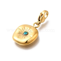 Flat Round 304 Stainless Steel Rhinestone Pendants Decoration&nbsp;STAS-R159-53G-01