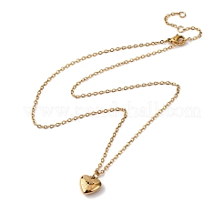 304 Stainless Steel Rose Love Heart Pendant Cable Chain Necklaces for Women&nbsp;NJEW-K255-36G