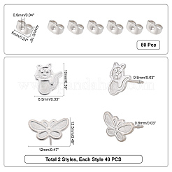 40Pcs 2 Style 304 Stainless Steel Stud Earring Settings for Enamel&nbsp;STAS-DC0003-41