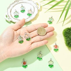 10Pcs 5 Colors Flower Glass Pendants&nbsp;PALLOY-FS00077