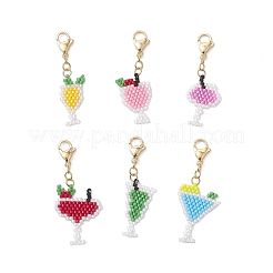6Pcs 6 Styles Handmade Glass Seed Beaded Pendant Decorations&nbsp;HJEW-MZ00356