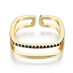 Brass Micro Pave Cubic Zirconia Cuff Rings&nbsp;RJEW-S045-55B-G-NR