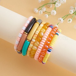 8Pcs 6 Style Synthetic Imperial Jasper & GLass Beaded Stretch Bracelets Set&nbsp;BJEW-SW00086-02