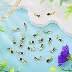 20Pcs 4 Colors Brass Cubic Zirconia Charms&nbsp;KK-TA0009-13C