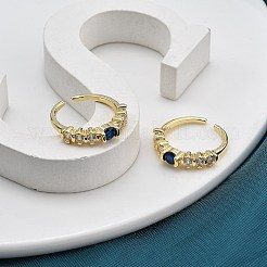 Rack Plating Brass Micro Pave Cubic Zirconia Cuff Finger Rings for Women&nbsp;RJEW-M028-51G