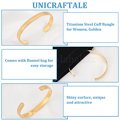 1Pc Stainless Steel Cuff Bangle for Women&nbsp;BJEW-UN0001-41G