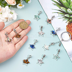 36Pcs 9 Colors Tibetan Style Alloy & Brass & Gemstone Chip European Dangle Charms&nbsp;PALLOY-FH00146
