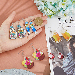 5 Pairs 5 Styles Acrylic Wine Glass Dangle Earrings with 304 Stainless Steel Pins&nbsp;EJEW-FI0001-68