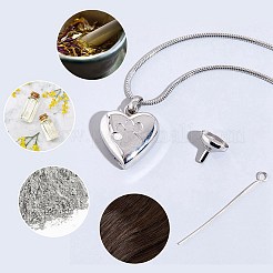 1Pc Stainless Steel Paw Print Heart Urn Ashes Pendant Necklaces&nbsp;NJEW-CN0001-15P