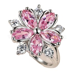 Plum Blossom Brass Pave Cubic Zirconia Finger Rings for Women&nbsp;FS-WG857C0-03