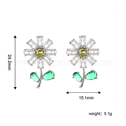 Flower Brass Cubic Zirconia Stud Earrings&nbsp;UQ2632