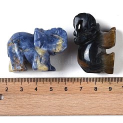 Natural & Synthetic Mixed Gemstone Carved Elephant Figurines&nbsp;DJEW-M015-07