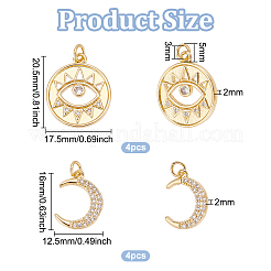 8Pcs 2 Style Rack Plating Brass Micro Pave Cubic Zirconia Pendants&nbsp;KK-BC0011-96