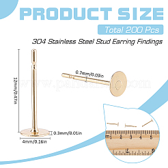200Pcs 304 Stainless Steel Stud Earring Findings&nbsp;FIND-SC0011-14