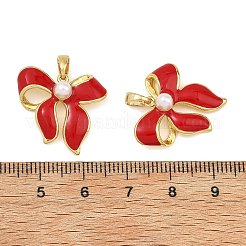Brass Enamel and ABS Imitation Pearl Pendants&nbsp;KK-T001-05G-B