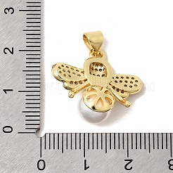 Brass Micro Pave Clear Cubic Zirconia Pendants&nbsp;KK-A296-32G