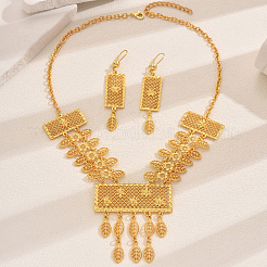 Vintage Middle Eastern Alloy Hollow Rectangle Tassel Necklaces & Earrings Sets for Women&nbsp;ZM5476