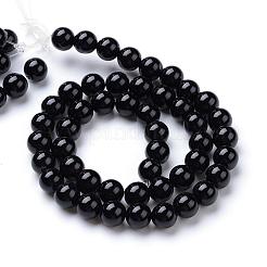 Natural Dyed & Heated Black Onyx Round Bead Strands&nbsp;G-T055-4mm-10