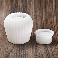 DIY Striped Round Candle Cup with Lid Silicone Molds&nbsp;DIY-G094-06B