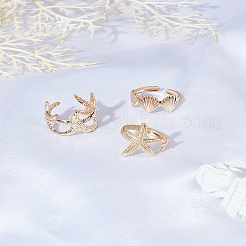 3Pcs 3 Styles Iron Cuff Rings Sets&nbsp;RJEW-LP0004-10