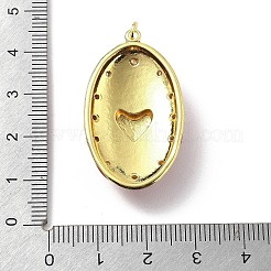 Oval with Heart Brass Micro Pave Cubic Zirconia Pendants&nbsp;KK-Z114-24G